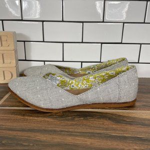 Toms Jutti Womens Size 6 Shoes Grey Chambray Dot Slip On Casual Comfort Flat